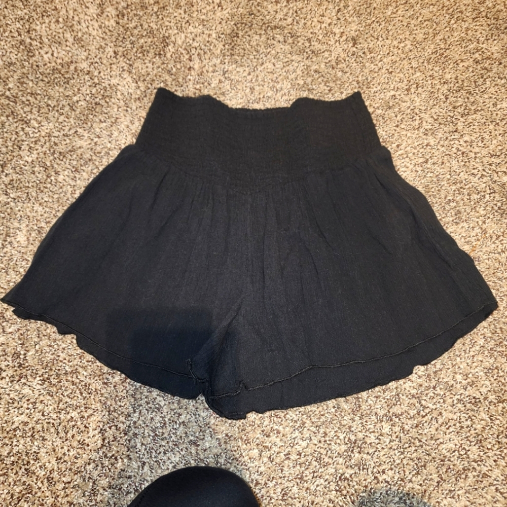 aerie Black Flowing High-Waist Shorts